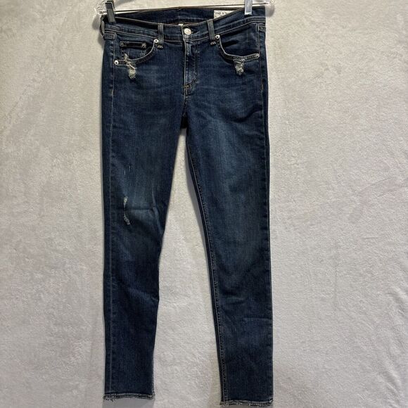 RAG & BONE W1502K520LAP La Paz Blue Skinny Denim Distressed Jeans Pants Size 29 - Picture 1 of 16